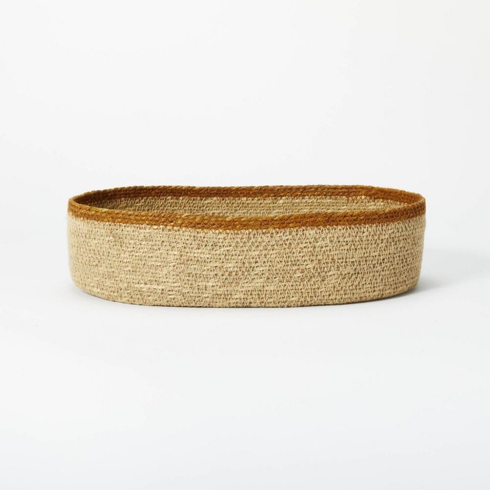 Studio McGee | NWT Seagrass Soft Striped Oval Tray